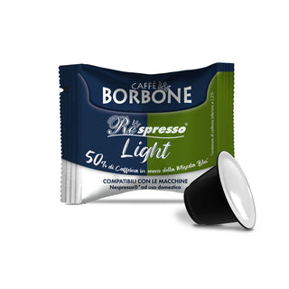 Caffè Borbone 100 Capsule Caffè Miscela LIGHT miscela 50% Blu, 50% Dek, Compatibili NESPRESSO