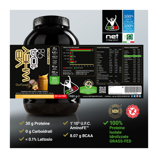 NET VB WHEY 104 9.8® Proteine Isolate Idrolizzate (OPTIPEP® 90 PRO), Con Aggiunta di Fermenti Lattici,  Enzimi digestivi, Minerali  Alcalinizzanti,  Ricca di BCAA e Peptid. Barattolo 1980 gr