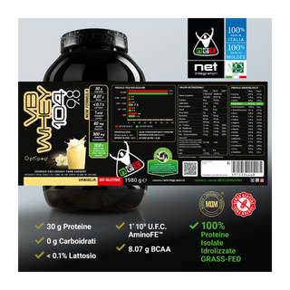 NET VB WHEY 104 9.8® Proteine Isolate Idrolizzate (OPTIPEP® 90 PRO), Con Aggiunta di Fermenti Lattici,  Enzimi digestivi, Minerali  Alcalinizzanti,  Ricca di BCAA e Peptid. Barattolo 1980 gr