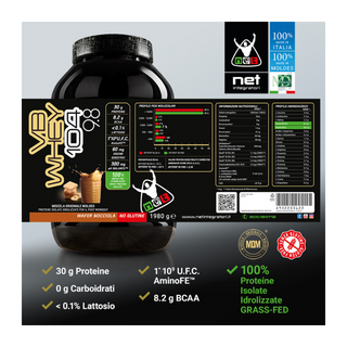 NET VB WHEY 104 9.8® Proteine Isolate Idrolizzate (OPTIPEP® 90 PRO), Con Aggiunta di Fermenti Lattici,  Enzimi digestivi, Minerali  Alcalinizzanti,  Ricca di BCAA e Peptid. Barattolo 1980 gr