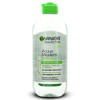 Garnier Skin Active, Acqua Micellare. Per Pelli Miste e Sensibili. Purifcante, Opacizzante e Struccante, 400 ml