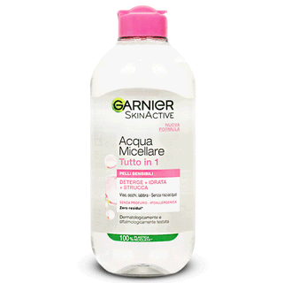 Garnier Skin Active, Acqua Micellare. Per Pelli Sensibili, Detergente, Idratante e Struccante, 400 ml