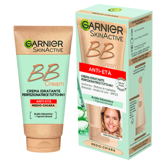 Garnier Skin Active BB Cream. Crema Idratante Perfezionatrice. Tutto in 1, Antietà, Pelle Medio-Chiara, 50 ml