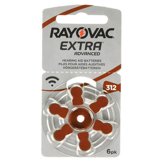 Rayovac Extra Batterie Acustiche , Formato 312 Value Blitser Confezione 6 Batterie, Marrone