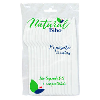 BIBO NATURAL, 15 Coltelli 100% Biodegradabili e Compostabili