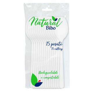 BIBO NATURAL, 15 Cucchiai 100% Biodegradabili e Compostabili