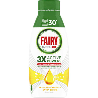 FAIRY- Platinum Gel 3X Active Powers, Detergente Lavastoviglie, Extra Brillantezza, 30 Lavaggi, 600 ml