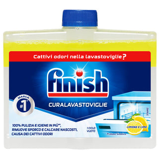 FINISH- Curalavastoviglie, Detergente Per La Cura Della Lavastoviglie, Con Limone e Lime, 100% Pulizia e Igiene, 250 ml