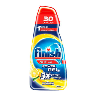 FINISH- Power Gel ALL IN 1, Detergente Lavastoviglie Limone, Potere Sgrassante 3X, 30 Lavaggi, 600 ml