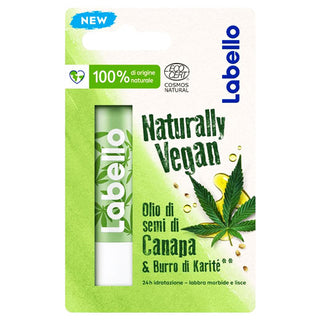 Labello NATURALLY VEGAN Olio di Semi di Canapa e Burro di Karitè 5,2 ml, Lucidalabbra con Formula Vegana, Burrocacao Labbra per 24 ore di Idratazione e Labbra Morbide