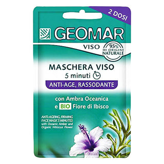 Geomar Maschera Viso 5 Minuti, Anti Age, Rassodante Con Ambra Oceanica e Bio Fiore di Ibisco, 2 Dosi, 15 ml