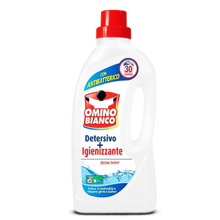 Omino Bianco Detersivo Lavatrice Liquido + Igienizzante, Pulisce in Profondità e Rimuove Germi e Batteri. Formato 30 Lavaggi, 1.500 ml