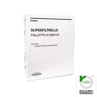 Vorwerk Super Filtrello, 6 Sacchetti Originali Per Aspirapolvere Folletto VK 130-131