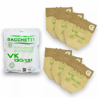 Sacchetti di Ricambio 6 Pezzi Compatibile Aspirapolvere Folletto VK 130-131, Sacchetti in Microfibra Con 5 Strati Filtranti