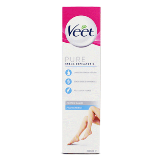 Veet Pure, Crema Depilatoria, per Corpo e Gambe. Per Una Depilazione Rapida e Indolore, 200 ml