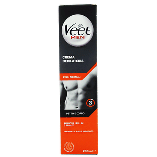 Veet Men, Crema Depilatoria, Per Uomo. Per Petto e Corpo, Rimuove i Peli in 3 Minuti, 200 ml
