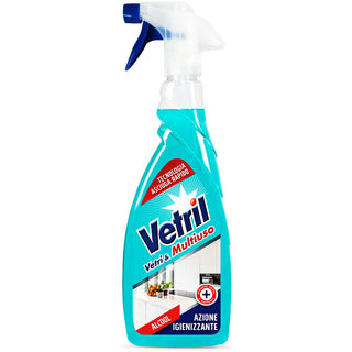 VETRIL- Spray Igienizzante Vetri e Superfici, Contro Batteri e Cattivi Odori, Brillantezza Senza Aloni, 650 ml