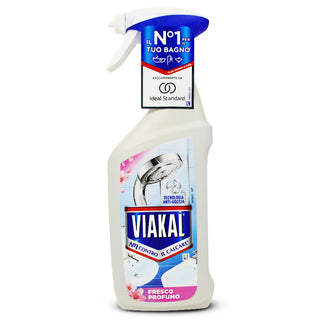 VIAKAL- Anticalcare Spray Bagno, Fresco Profumo, Per un Bagno Pulito e Profumato, 500 ml