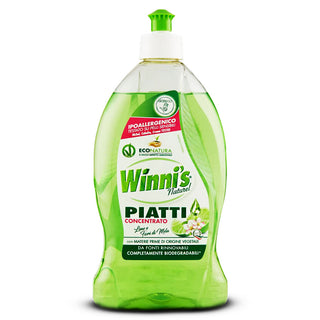 WINNI'S- Detergente Piatti Concentrato, Lime e Fiori Di Mela, Basso Impatto Ambientale, 500 ml